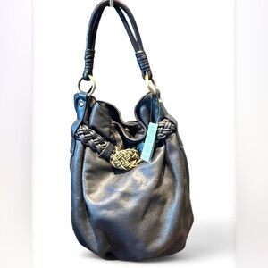 NWT Aqua Madonna Braided Genuine Leather Shoulder Bag